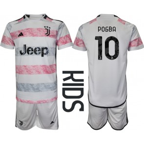 Juventus Paul Pogba #10 kläder Barn 2023-24 Bortatröja Kortärmad (+ korta byxor)